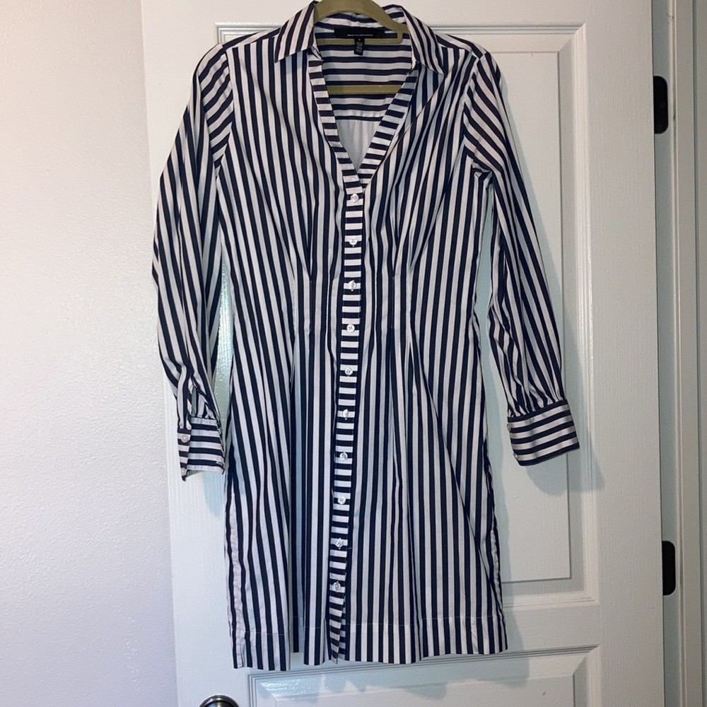 WHBM Long Sleeve Poplin Shirt Dress sz 8 - Picture 2 of 11